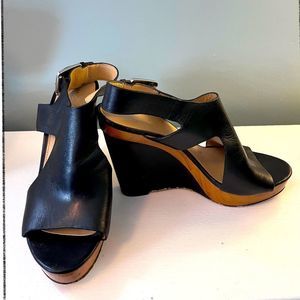Michael Kors Josephine Wooden Two Tone Wedges - Size 8